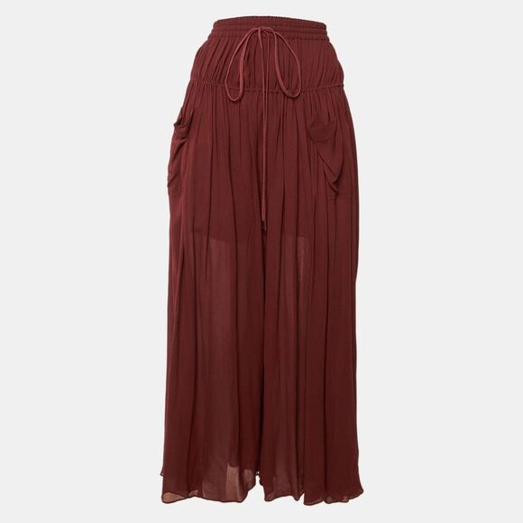 Chloe Dresses & Skirts - Chloe Burgundy Chiffon Tiered Maxi Skirt M